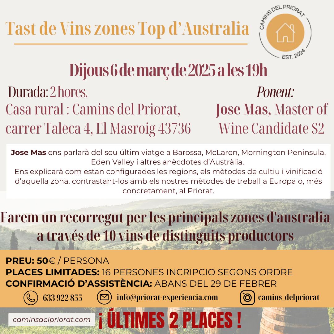 Tast i presentacio Vins D'australia  (ultimes 2 places!!!) 